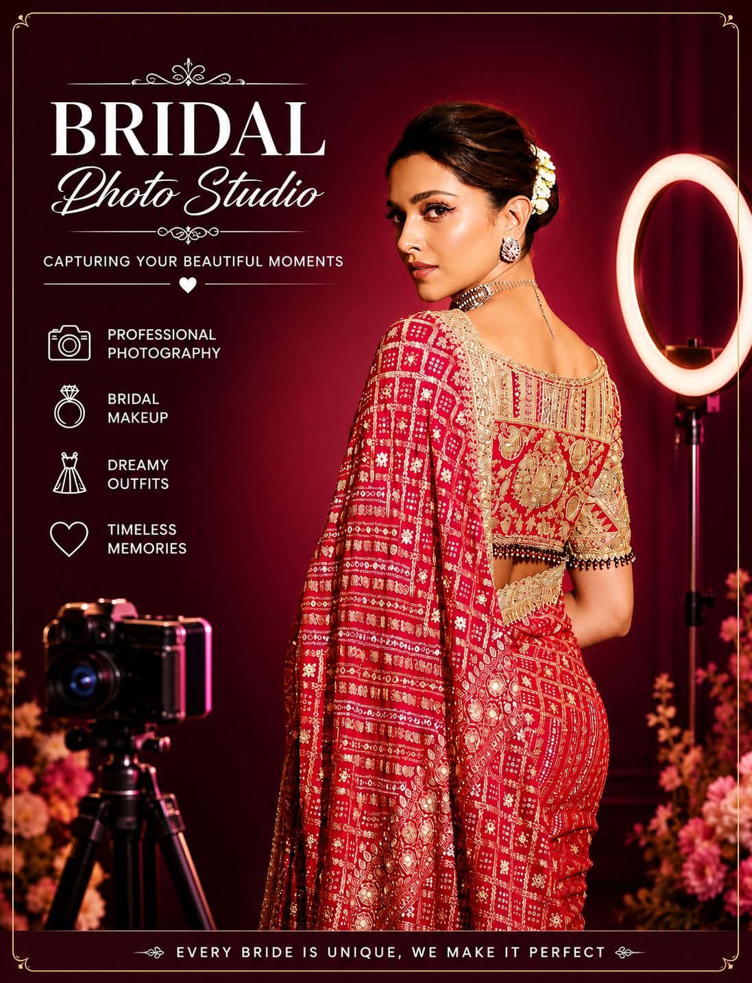 Bridal photo studio with professional photography setup